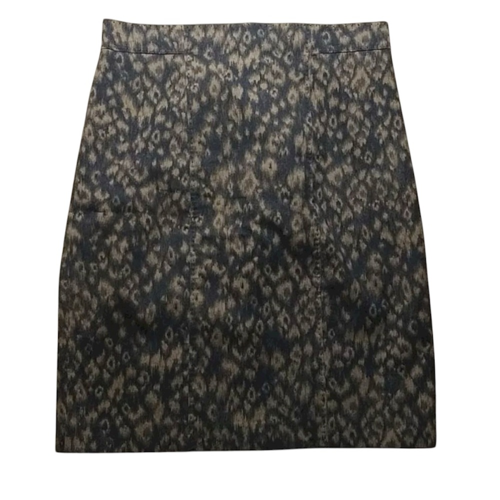 Elie Tahari Animal Print Leopard Pencil Skirt Black Tan Print Size 16